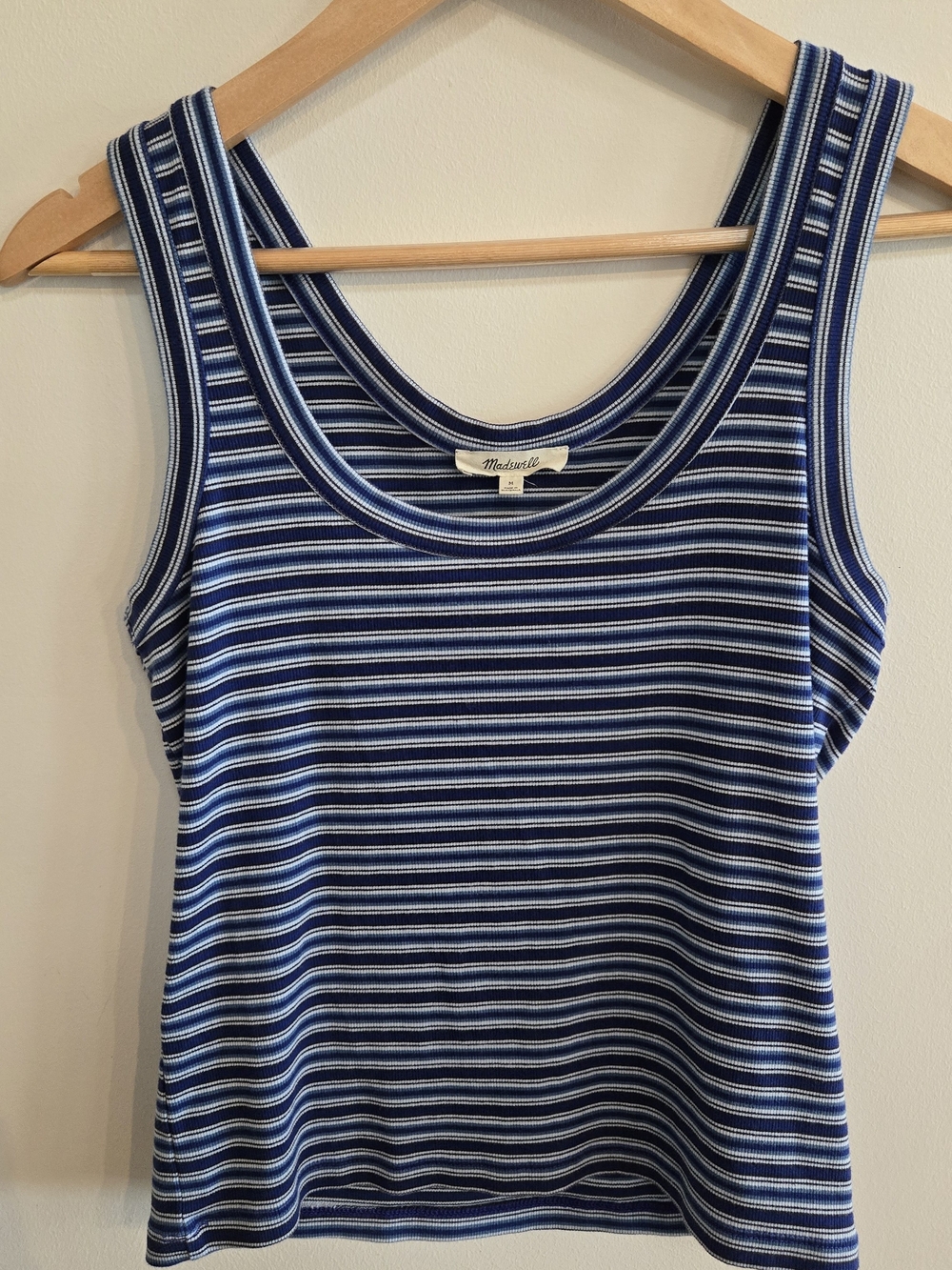 Madewell Blue & White Striped Supima Cotton Ribbed Tank M